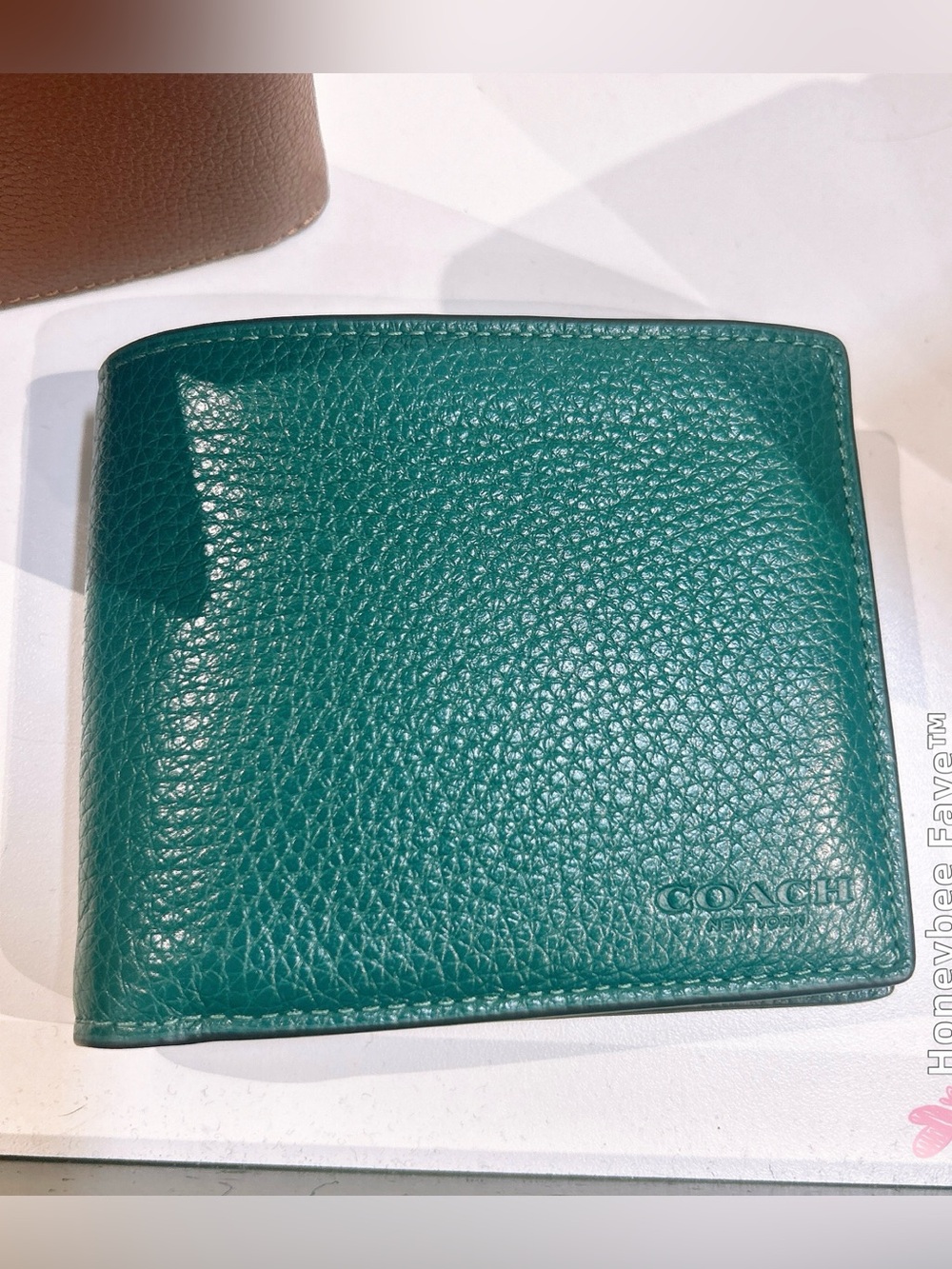COACH Men's Teal Green Pebbled Leather 3 in 1 Wallet